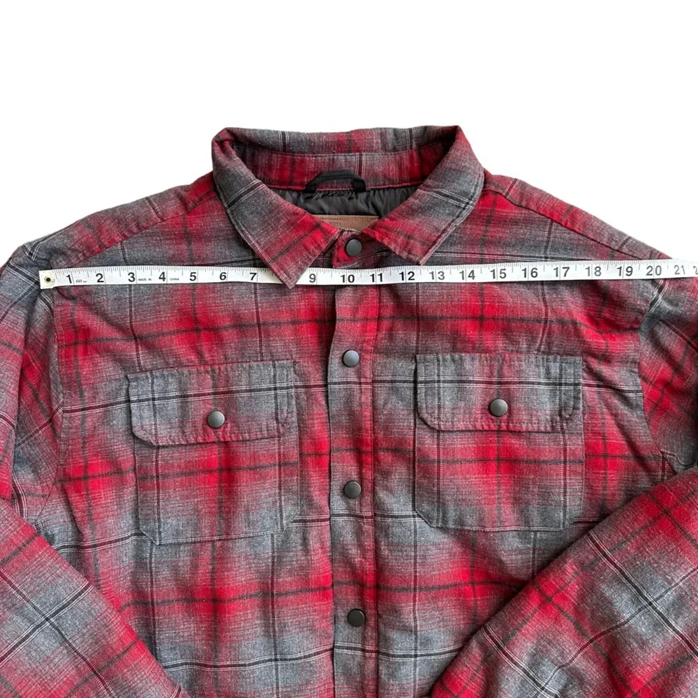 Rugged Elements Men's‎ Red & Grey Plaid Front Snap Shacket with Lining Size: XL
